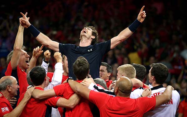 Andy Murray has given Britain its first Davis Cup title in 79 years after beating Belgium's David Goffin. Murray has became only the third player after John McEnroe in 1982 and Mats Wilander in 1983 to achieve an 8-0 singles record in one calendar year since the introduction of the World Group in 1981.After teaming with brother Jamie to win the doubles on Saturday, he is the first player since Pete Sampras in 1995 to win three live matches in a Davis Cup final. He is also only the second player to win 11 live matches in the same Davis Cup year after Ivan Ljubicic in 2005.