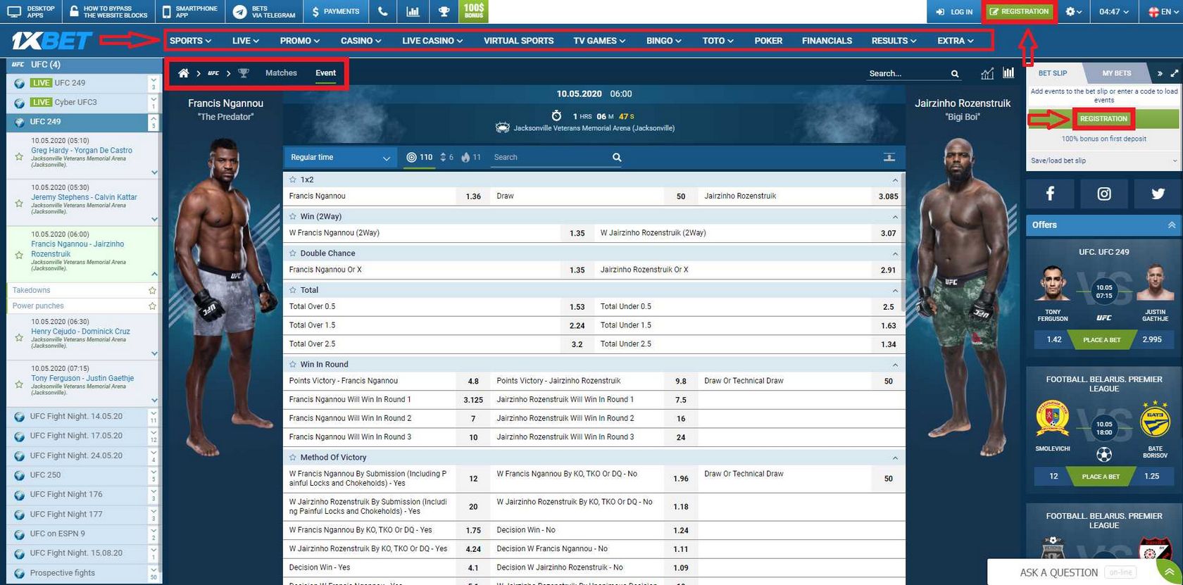 Application officielle du système de paris sportifs 1xBet